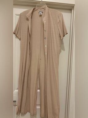 Beige Short-Sleeve Jumpsuit